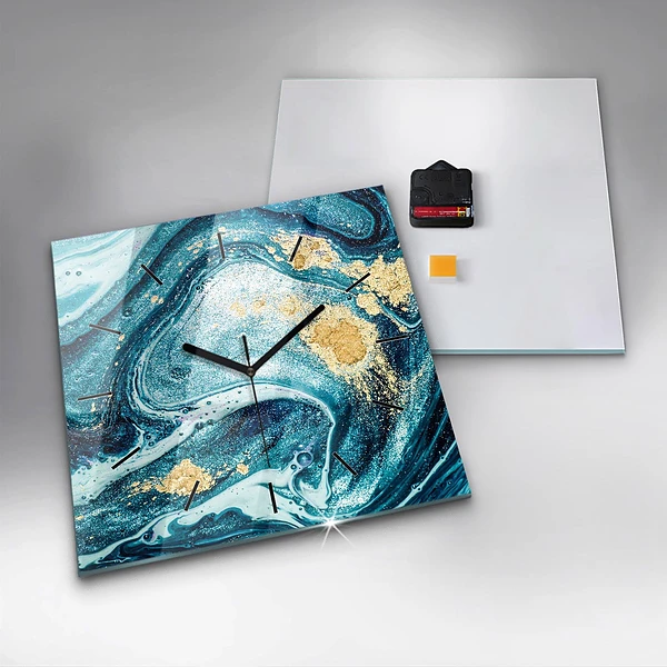 Wanduhr quadratisch Abstrakte Murmel