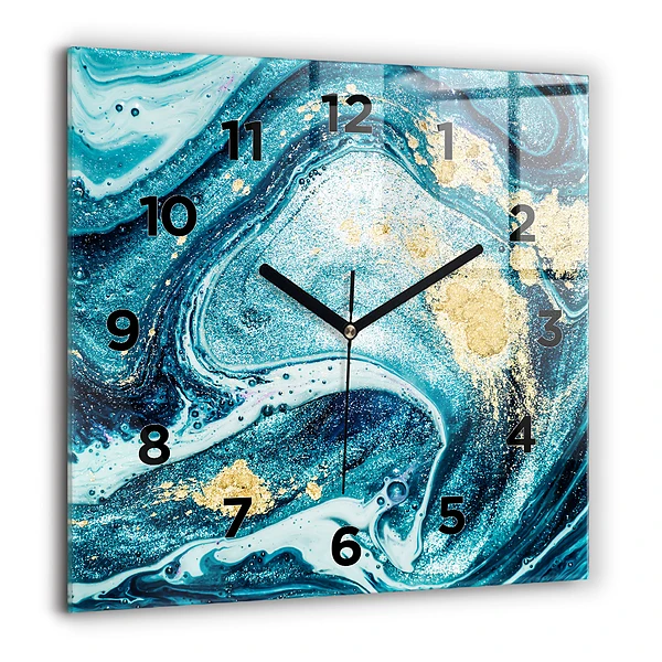 Wanduhr quadratisch Abstrakte Murmel
