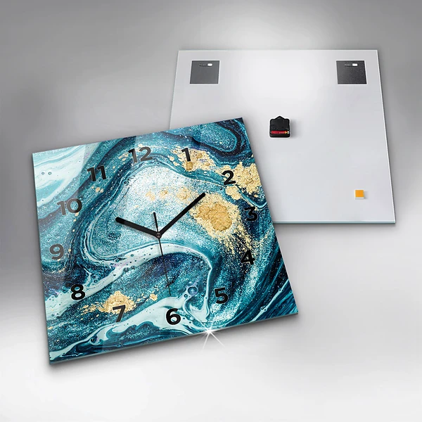 Wanduhr quadratisch Abstrakte Murmel
