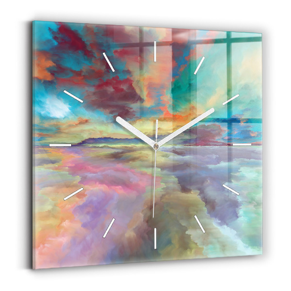 Wanduhr quadratisch Abstrakte Landschaft