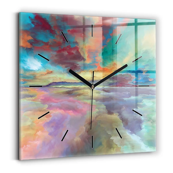 Wanduhr quadratisch Abstrakte Landschaft