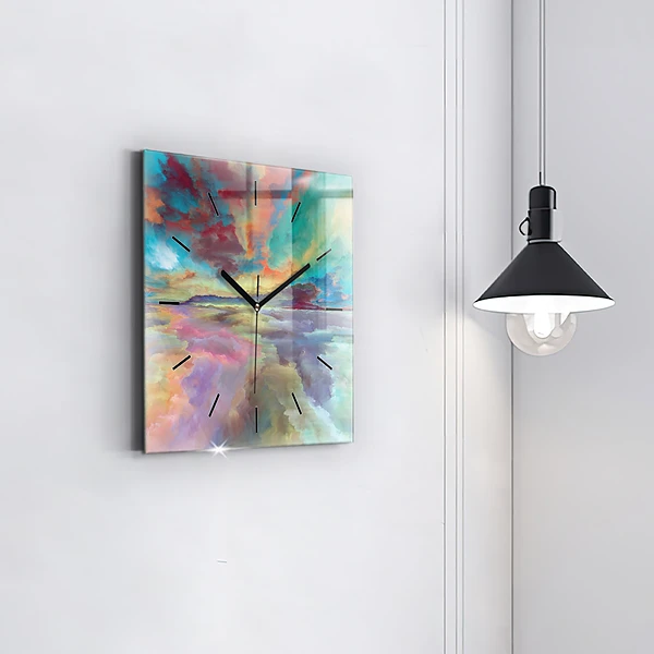 Wanduhr quadratisch Abstrakte Landschaft