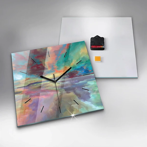 Wanduhr quadratisch Abstrakte Landschaft