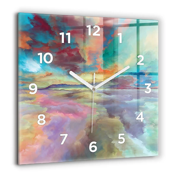 Wanduhr quadratisch Abstrakte Landschaft