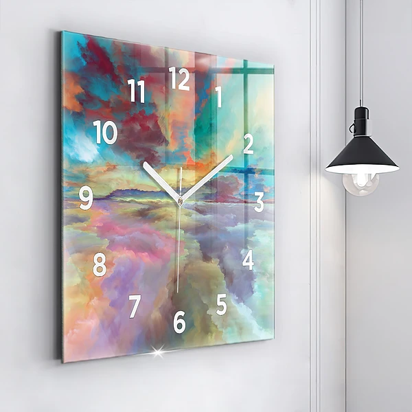 Wanduhr quadratisch Abstrakte Landschaft