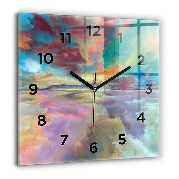 Wanduhr quadratisch Abstrakte Landschaft