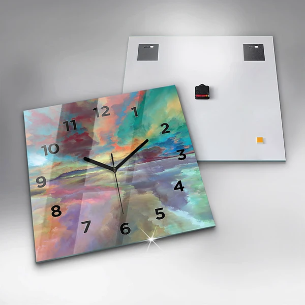 Wanduhr quadratisch Abstrakte Landschaft