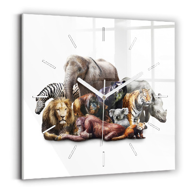 Wanduhr quadratisch mit motiv Wilde Tiere