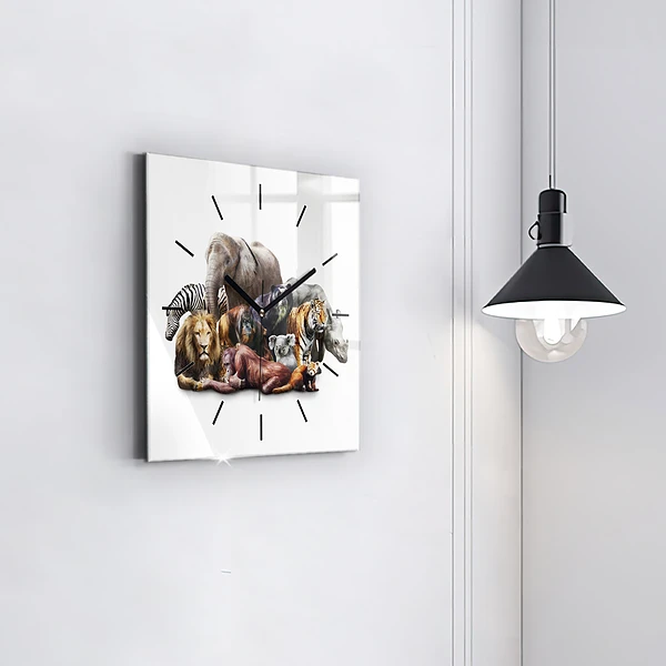 Wanduhr quadratisch mit motiv Wilde Tiere