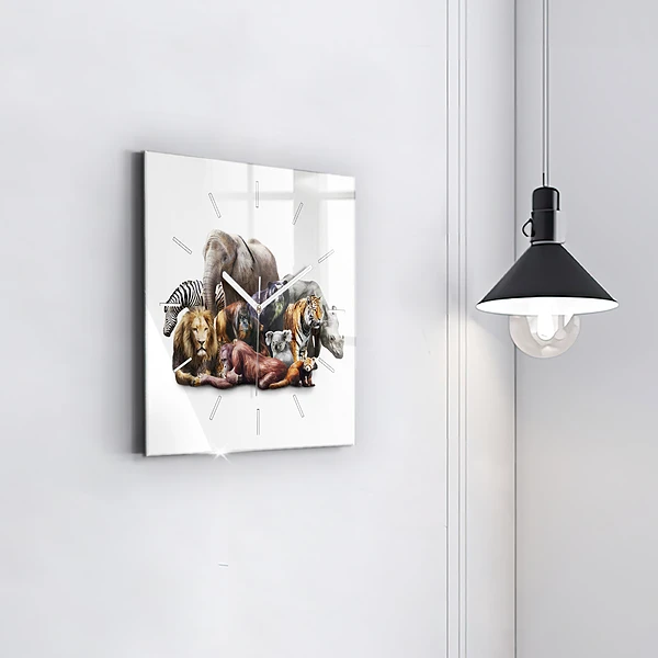 Wanduhr quadratisch mit motiv Wilde Tiere