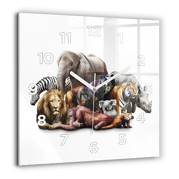 Wanduhr quadratisch mit motiv Wilde Tiere