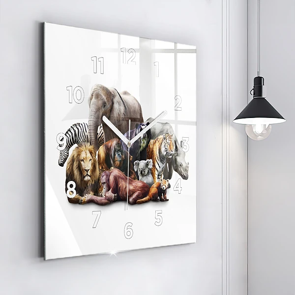 Wanduhr quadratisch mit motiv Wilde Tiere