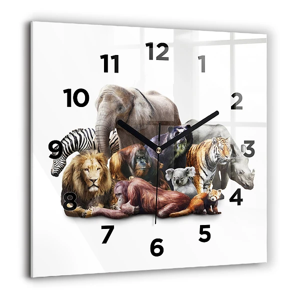 Wanduhr quadratisch mit motiv Wilde Tiere