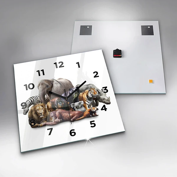 Wanduhr quadratisch mit motiv Wilde Tiere
