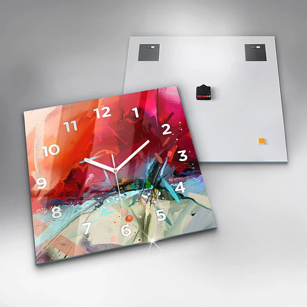 Wanduhr quadratisch mit motiv Reihen von Gewürzen