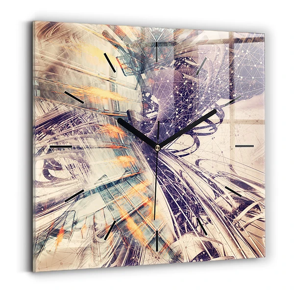 Wanduhr modern quadratisch Abstrakter Mechanismus