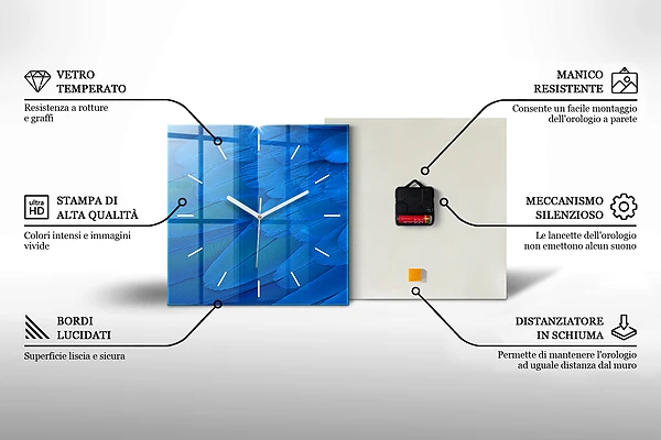 Wanduhr modern quadratisch Italienisches Fahrrad