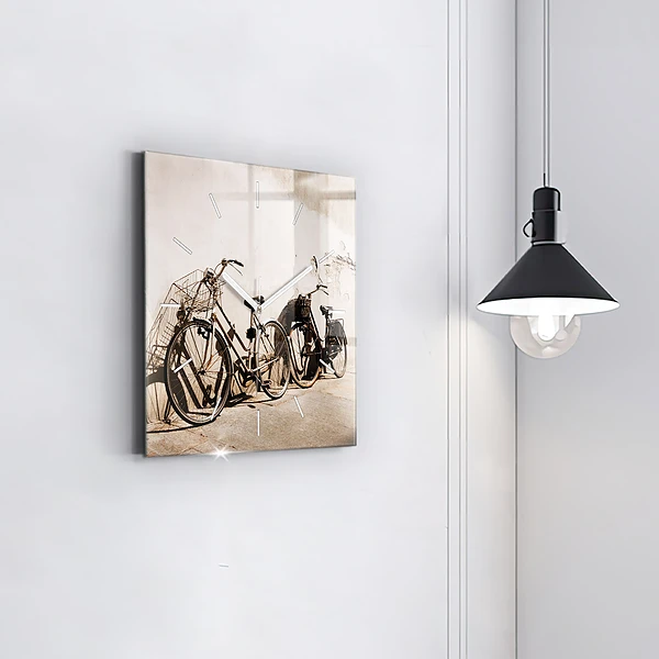 Wanduhr modern quadratisch Italienisches Fahrrad