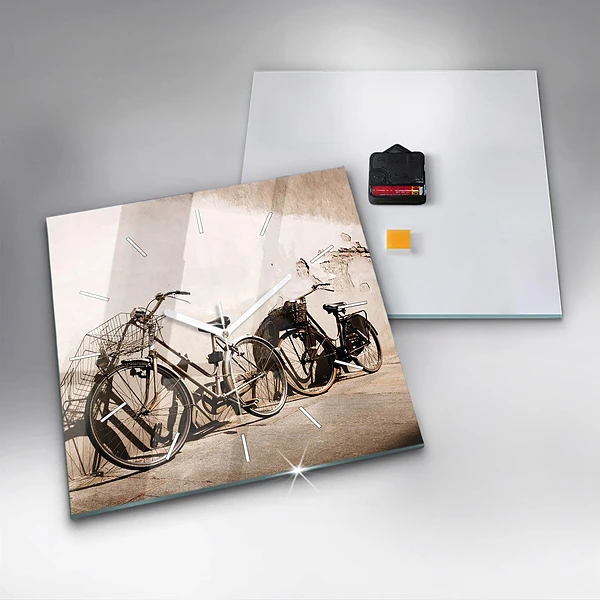 Wanduhr modern quadratisch Italienisches Fahrrad