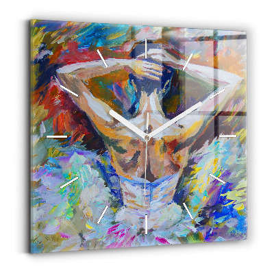 Wanduhr quadratisch mit motiv Gemalte Ballerina