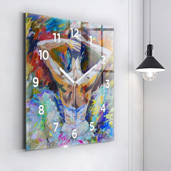 Wanduhr quadratisch mit motiv Gemalte Ballerina
