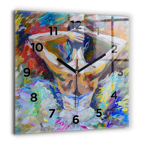 Wanduhr quadratisch mit motiv Gemalte Ballerina
