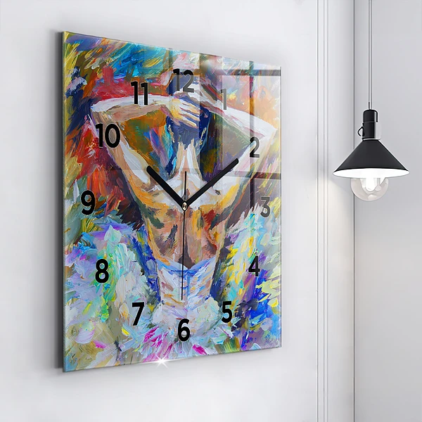 Wanduhr quadratisch mit motiv Gemalte Ballerina