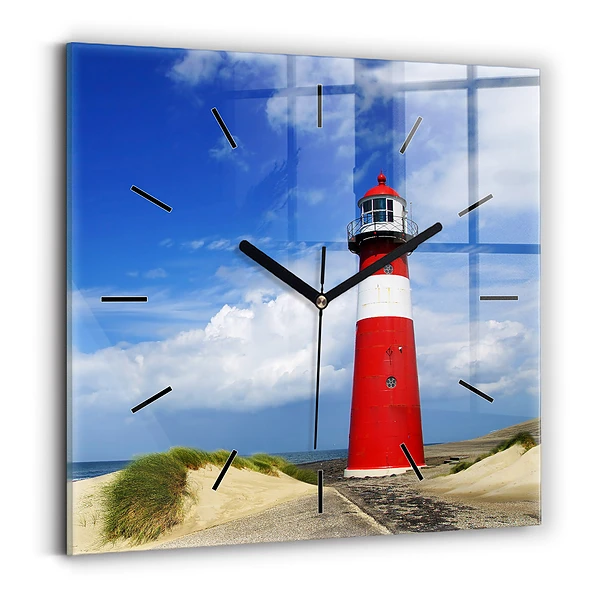 Wanduhr quadratisch mit motiv Leuchtturm