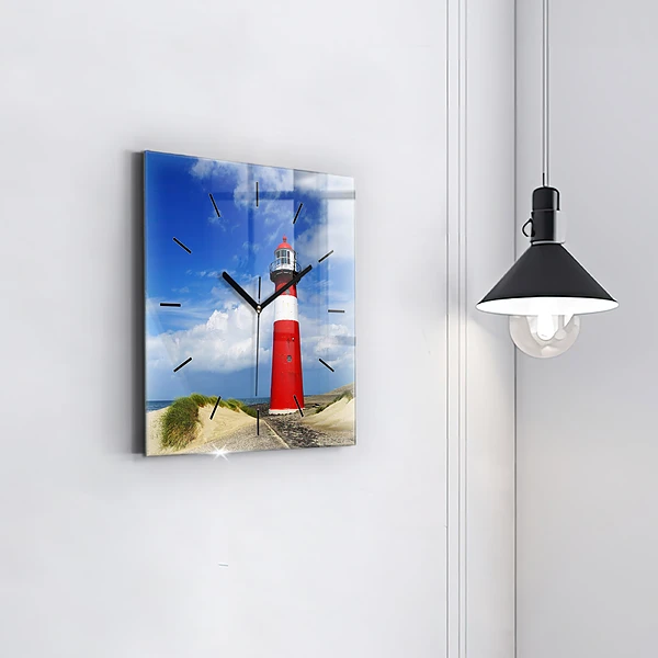 Wanduhr quadratisch mit motiv Leuchtturm