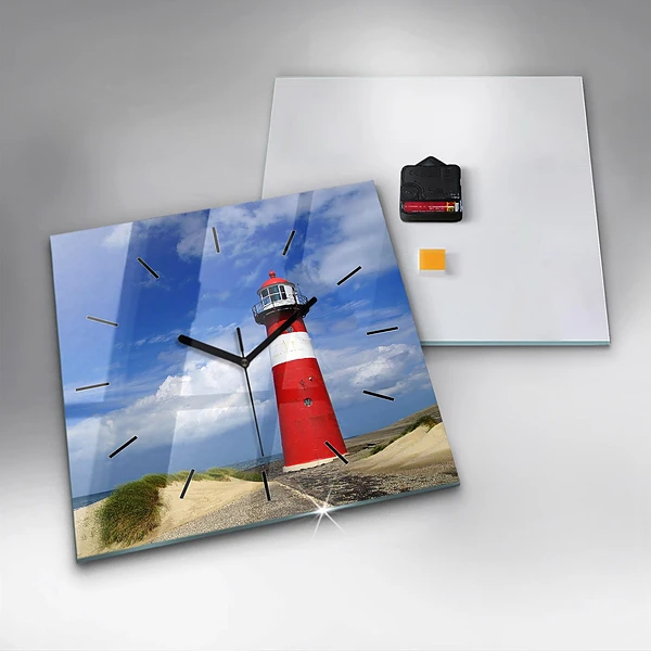Wanduhr quadratisch mit motiv Leuchtturm
