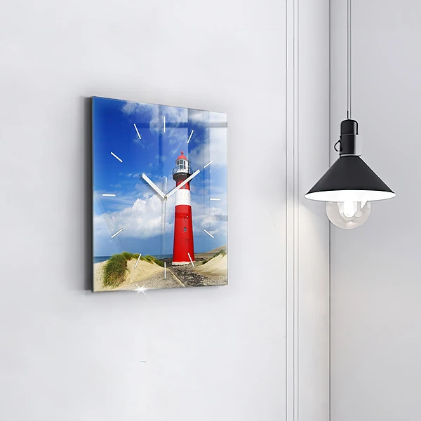 Wanduhr quadratisch mit motiv Leuchtturm
