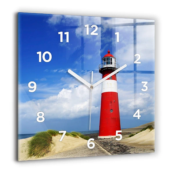 Wanduhr quadratisch mit motiv Leuchtturm