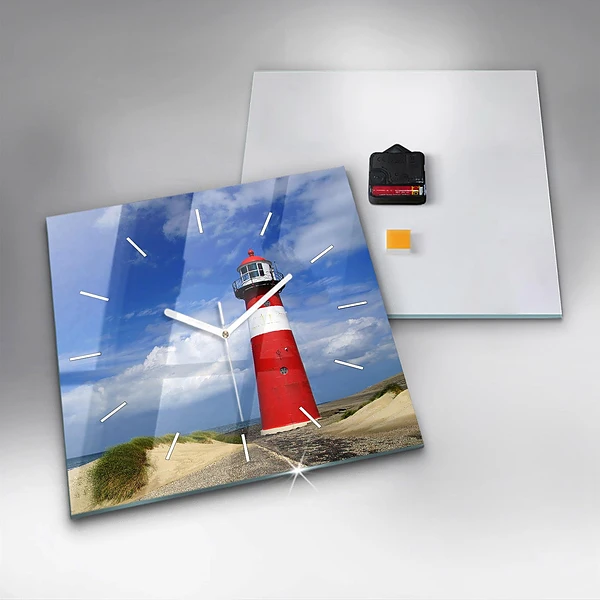 Wanduhr quadratisch mit motiv Leuchtturm
