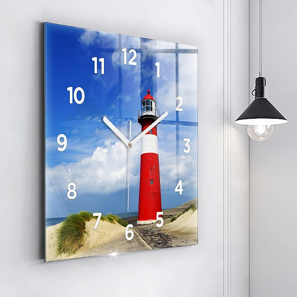 Wanduhr quadratisch mit motiv Leuchtturm