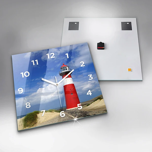 Wanduhr quadratisch mit motiv Leuchtturm
