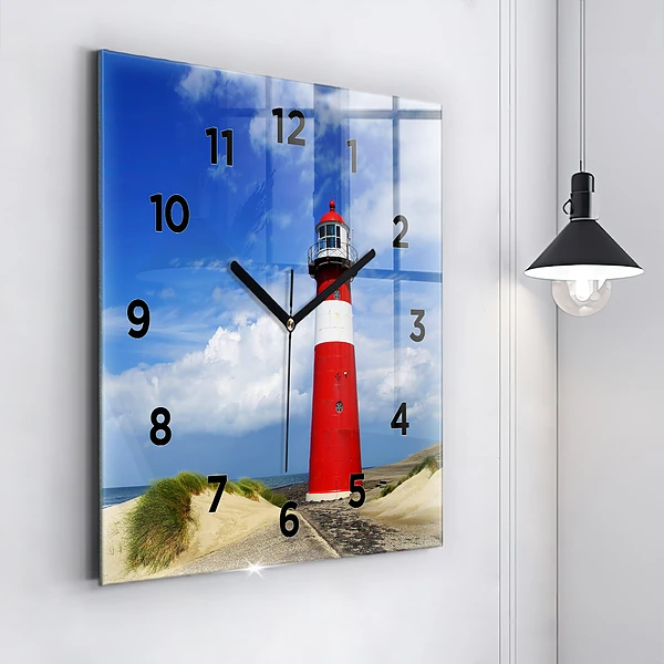 Wanduhr quadratisch mit motiv Leuchtturm