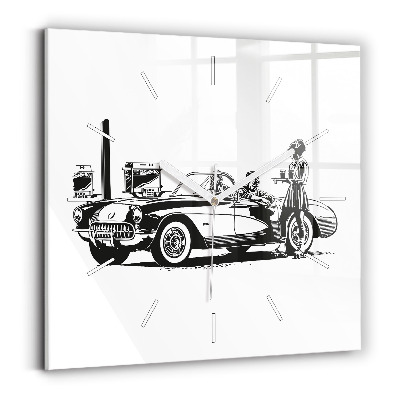 Wanduhr quadratisch Retro-Illustration