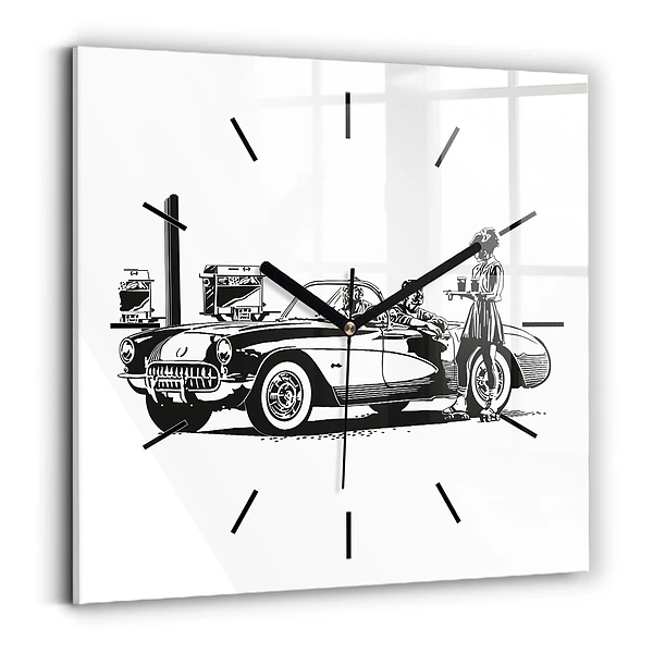 Wanduhr quadratisch Retro-Illustration