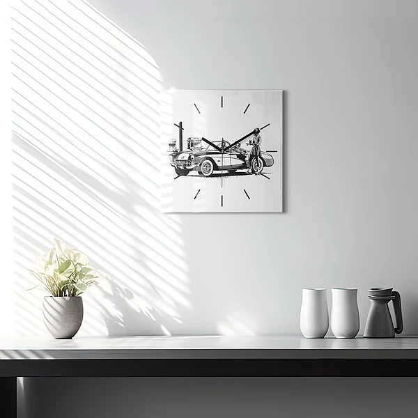 Wanduhr quadratisch Retro-Illustration