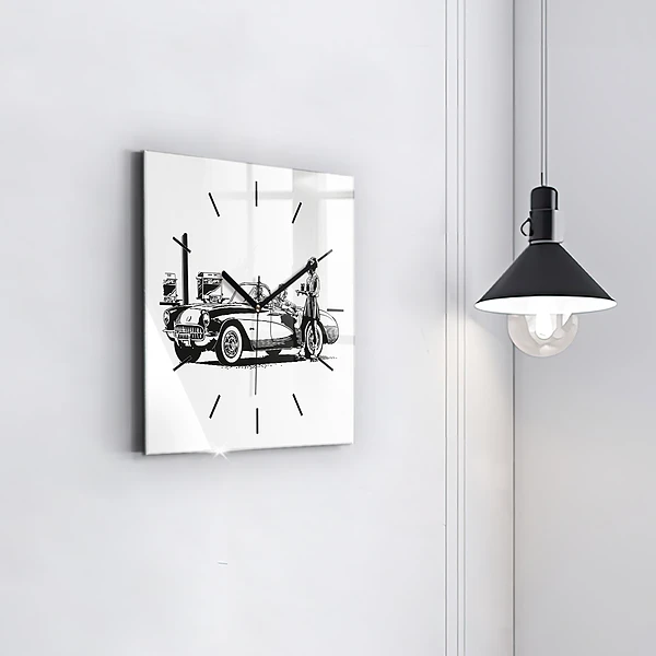 Wanduhr quadratisch Retro-Illustration