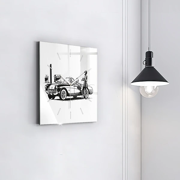 Wanduhr quadratisch Retro-Illustration