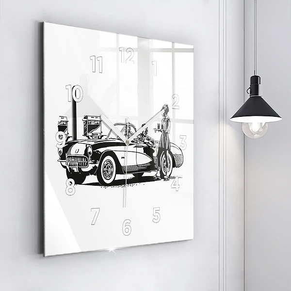 Wanduhr quadratisch Retro-Illustration