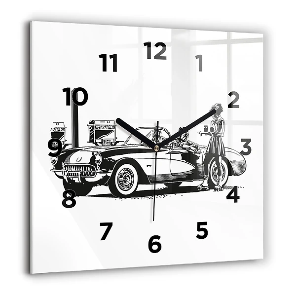 Wanduhr quadratisch Retro-Illustration