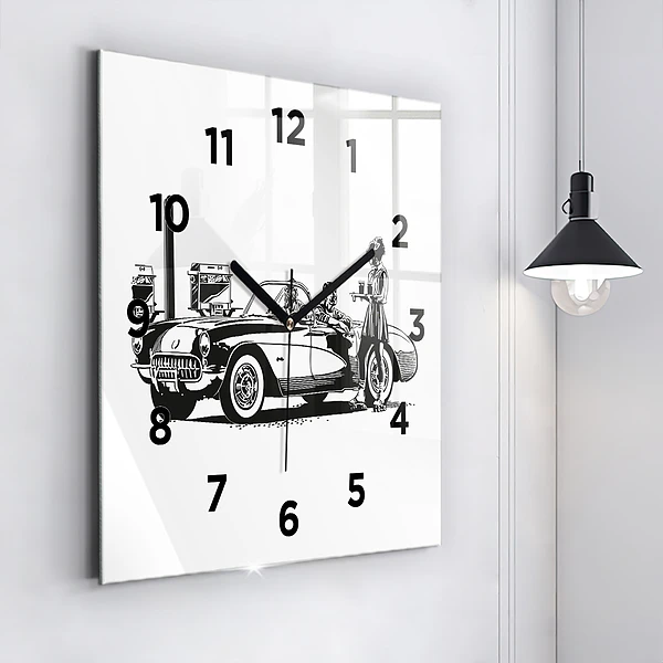 Wanduhr quadratisch Retro-Illustration