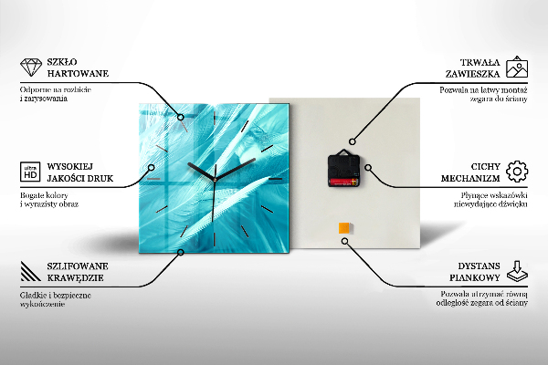 Wanduhr modern quadratisch Weinglas