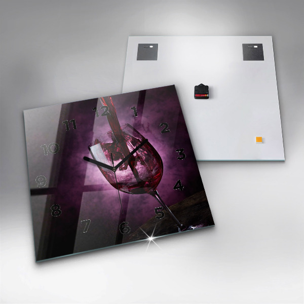 Wanduhr modern quadratisch Weinglas