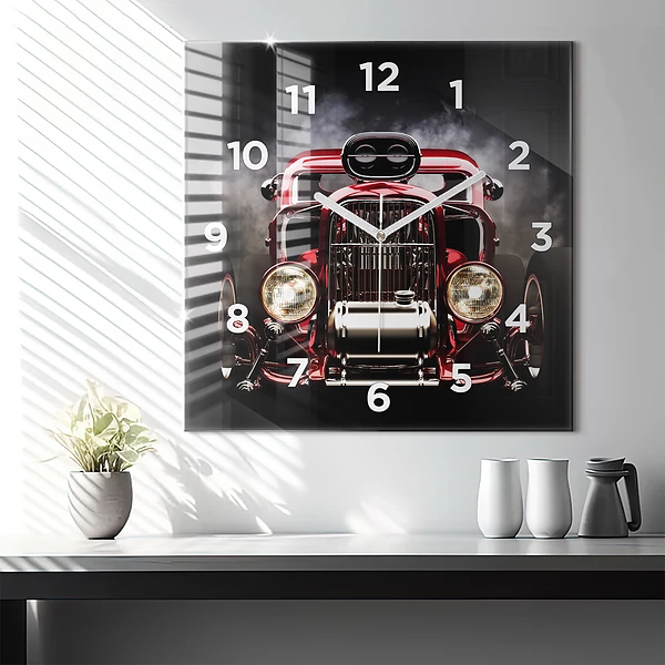 Wanduhr modern quadratisch Alter Oldtimer