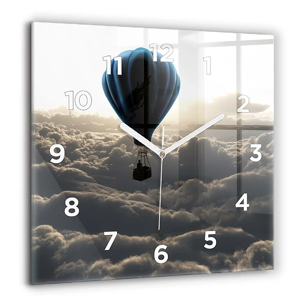 Wanduhr quadratisch mit motiv Luftballon am Himmel