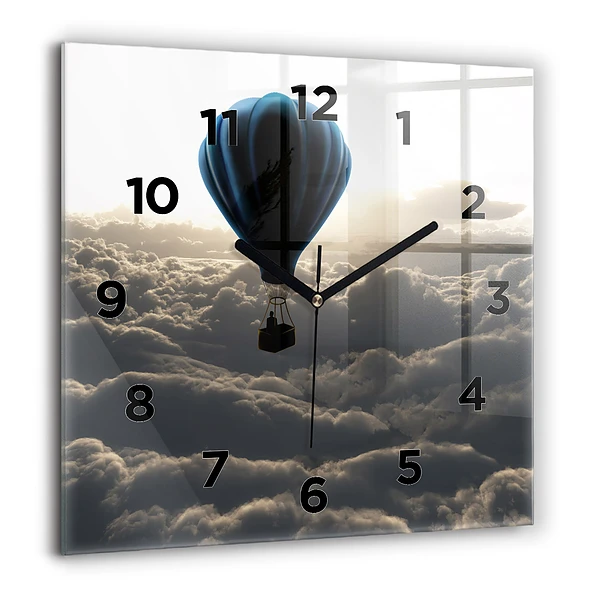 Wanduhr quadratisch mit motiv Luftballon am Himmel