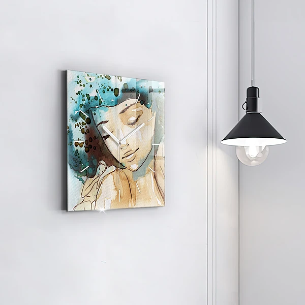 Wanduhr modern quadratisch Abstraktion Frau